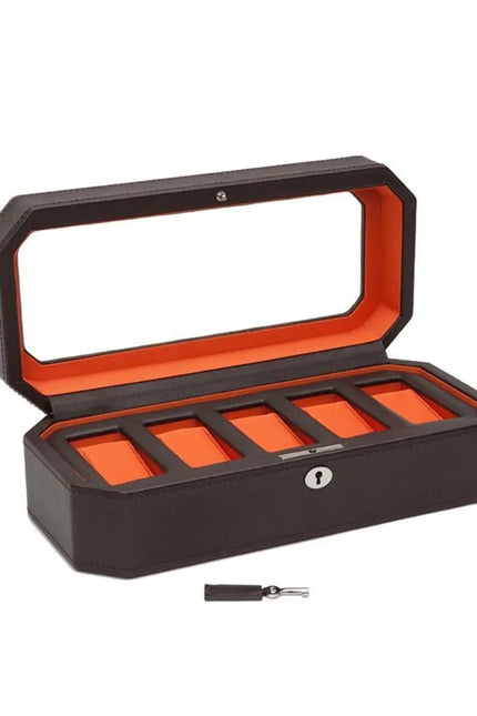 Boîte pour Ranger 5 Montres - Daim Orangé
