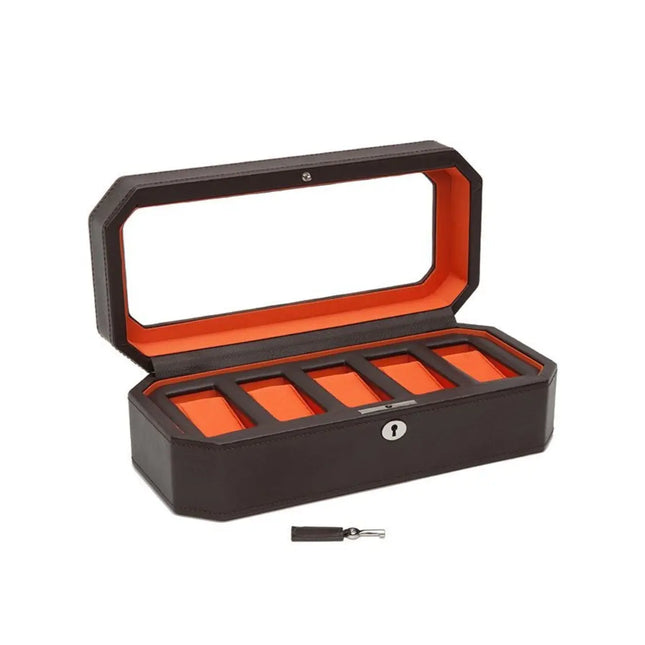 Boîte pour Ranger 5 Montres - Daim Orangé