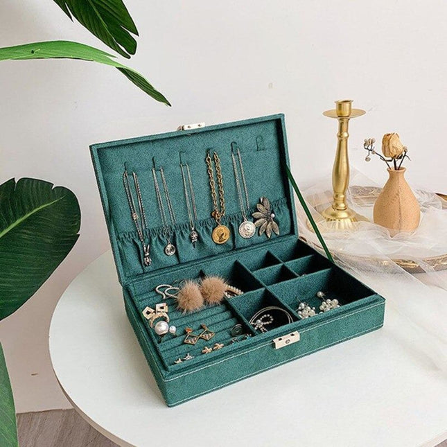 Boîte à Bijoux en Velours Vert