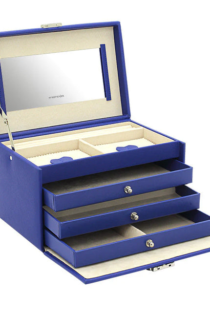 Boîte à Bijoux en Cuir - Bleu Électrique