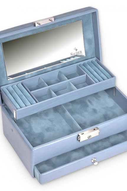Boîte à Bijoux en Cuir - Bleu Intégral