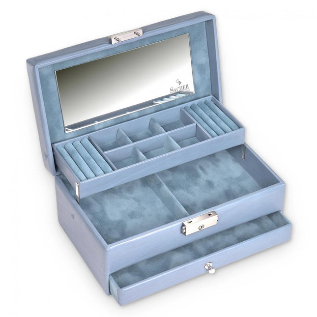Boîte à Bijoux en Cuir - Bleu Intégral
