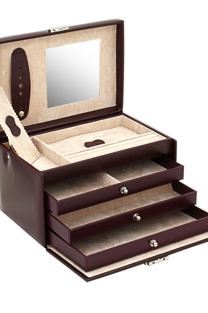 Boîte à Bijoux en Cuir Simple - Serrure Argentée