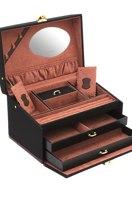 Boîte à Bijoux pour Femme Noir - Intérieur Rouge