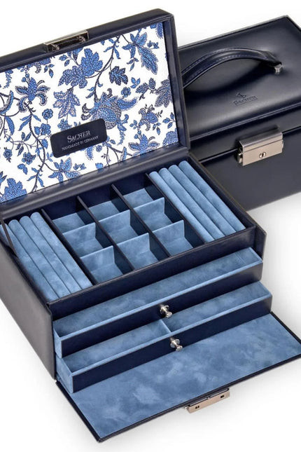 Coffret à Bijoux Fleur - Bleu Marine