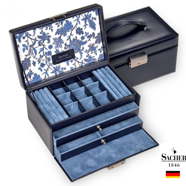 Coffret à Bijoux Fleur - Bleu Marine