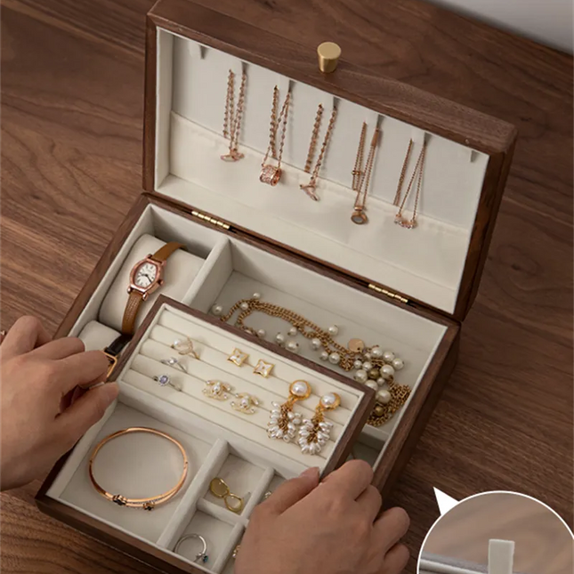 Boîte à Bijoux Modulable Blanche et Marron - Royaume de la Boîte