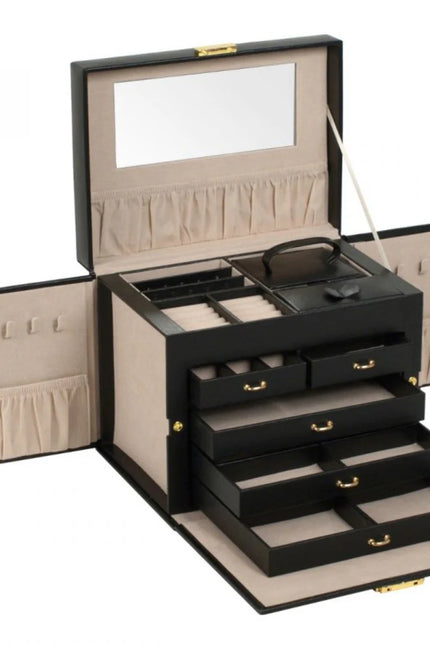 Boîte à Bijoux Noir avec 2 Rangements Latéraux