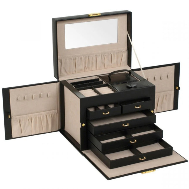 Boîte à Bijoux Noir avec 2 Rangements Latéraux