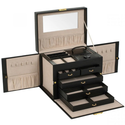 Boîte à Bijoux Noir avec 2 Rangements Latéraux