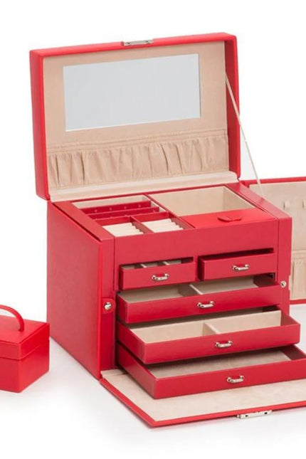 Boîte à Bijoux Rouge - 2 Rangements Latéraux