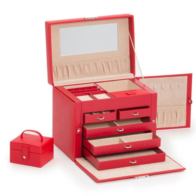 Boîte à Bijoux Rouge - 2 Rangements Latéraux