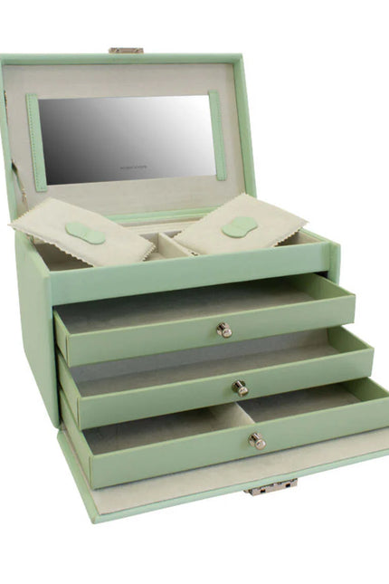 Boîte à Bijoux en Cuir - Vert Menthe