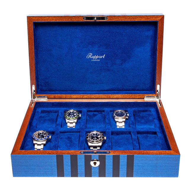 Boîte à Montre pour Homme en Bois - Bleu Profond