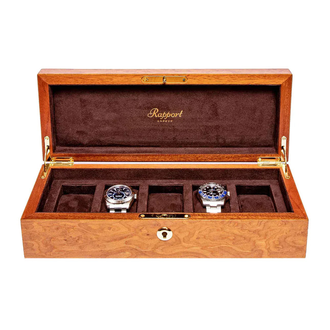 Boîte à Montre en Bois Précieux - Ronce de Noyer