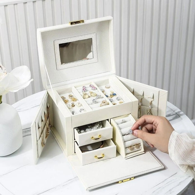 Boîte à Bijoux en Similicuir - Blanche