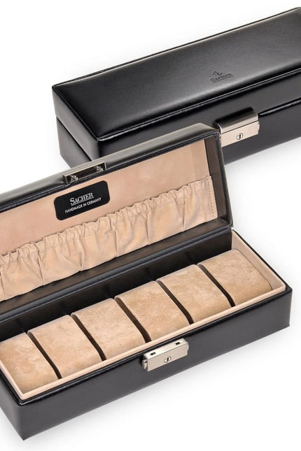 Coffret à Montre en Cuir Noir - Velours Crème