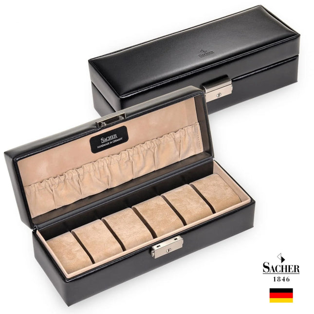 Coffret à Montre en Cuir Noir - Velours Crème