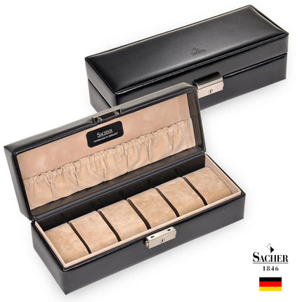 Coffret à Montre en Cuir Noir - Velours Crème