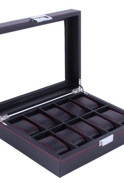 Coffret à Montre Noir en Carbone - 10 emplacements