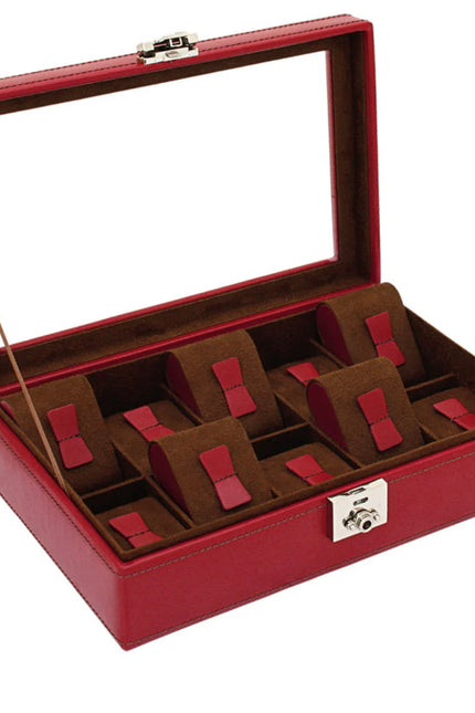 Boîte Coffret à Montre pour Femme - Cuir Bordeaux