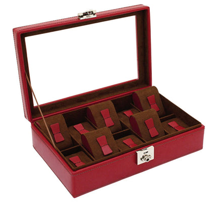 Boîte Coffret à Montre pour Femme - Cuir Bordeaux