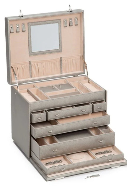 Boîte à Bijoux Grand Modèle - Grise & Beige
