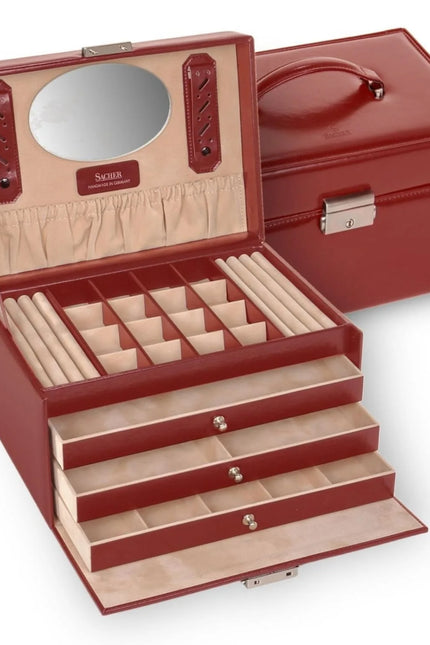 Grand Coffret à Bijoux en Cuir - Tons Neutres