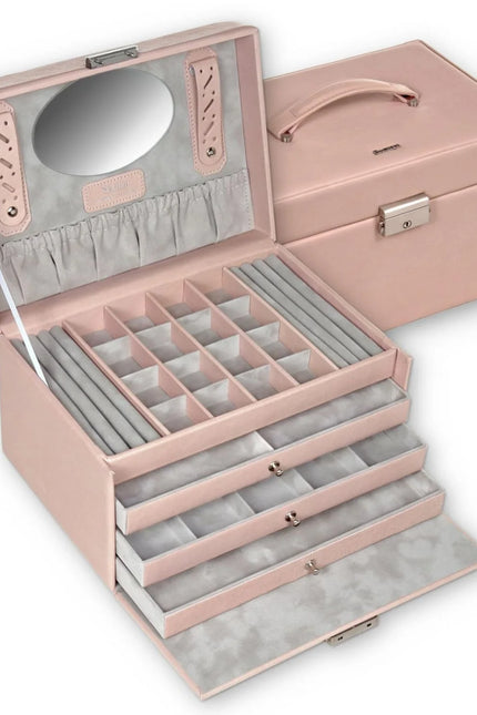 Grand Coffret à Bijoux en Cuir aux Tons Neutres - Royaume de la Boîte