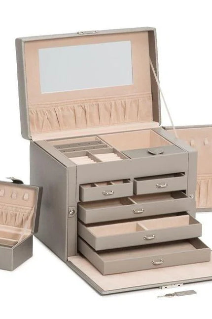 Boîte à Bijoux pour Femme en Cuir - Grise & Beige