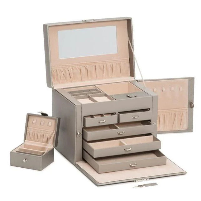 Boîte à Bijoux pour Femme en Cuir - Grise & Beige
