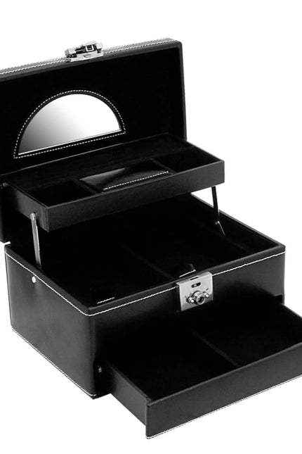 Boîte à Bijoux en Cuir - Noir Intégral