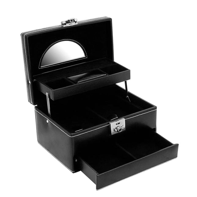 Boîte à Bijoux en Cuir - Noir Intégral