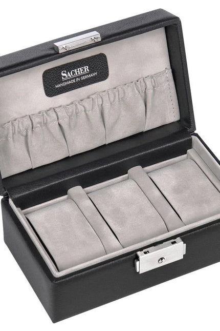 Boîte de Rangement pour 3 Montres - Cuir Italien Noir