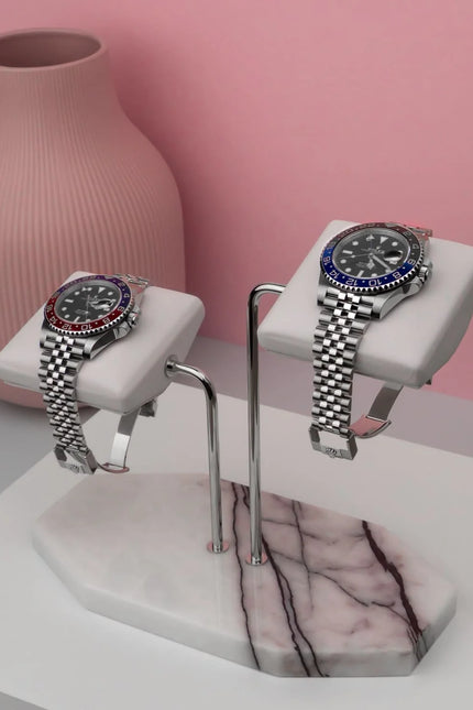Support pour 2 Montres en Marbre - Blanc