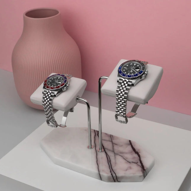 Support pour 2 Montres en Marbre - Blanc