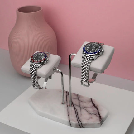 Support pour 2 Montres en Marbre - Blanc